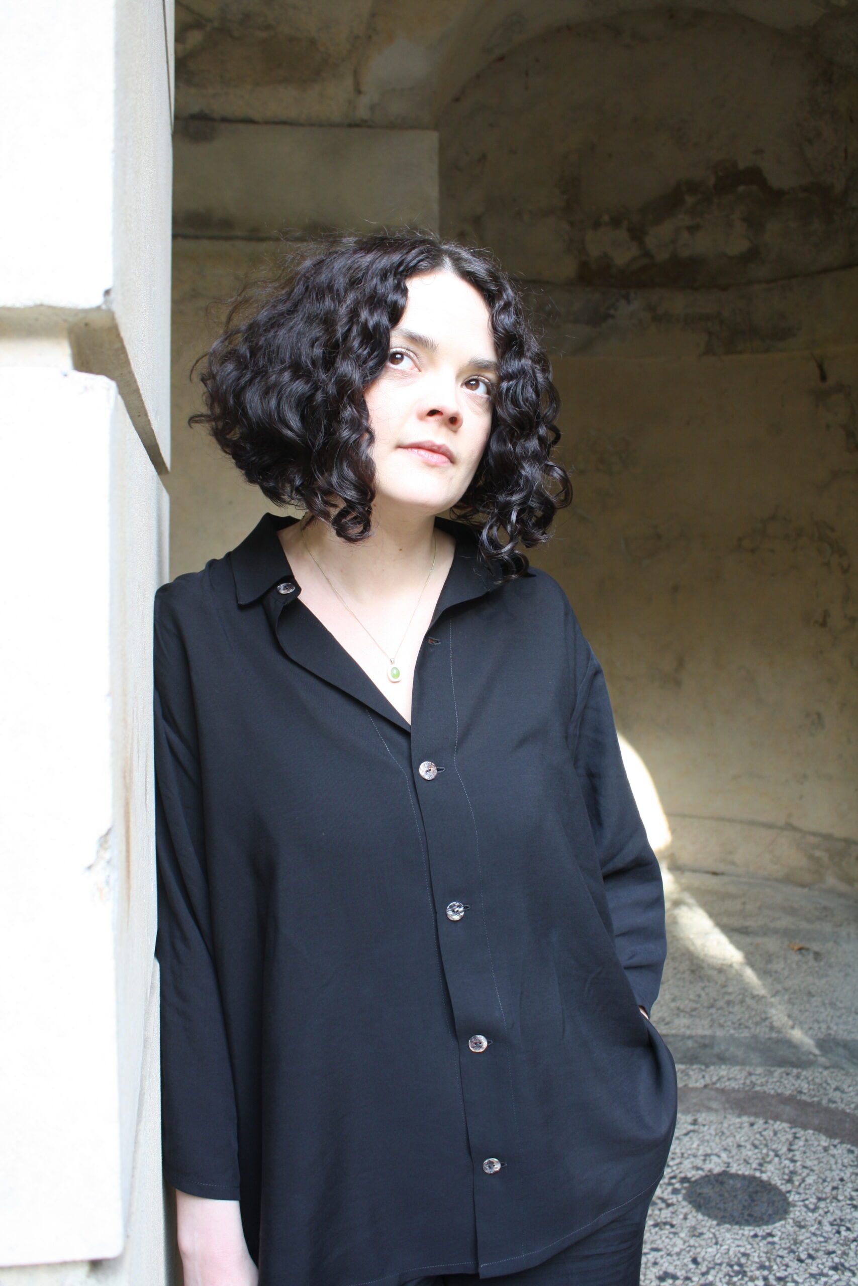 sulka studio oversized tencel blouse black