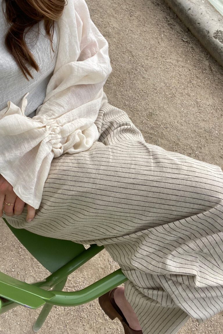 sulka studio made on demand clothing Striped Cotton Linen Pants