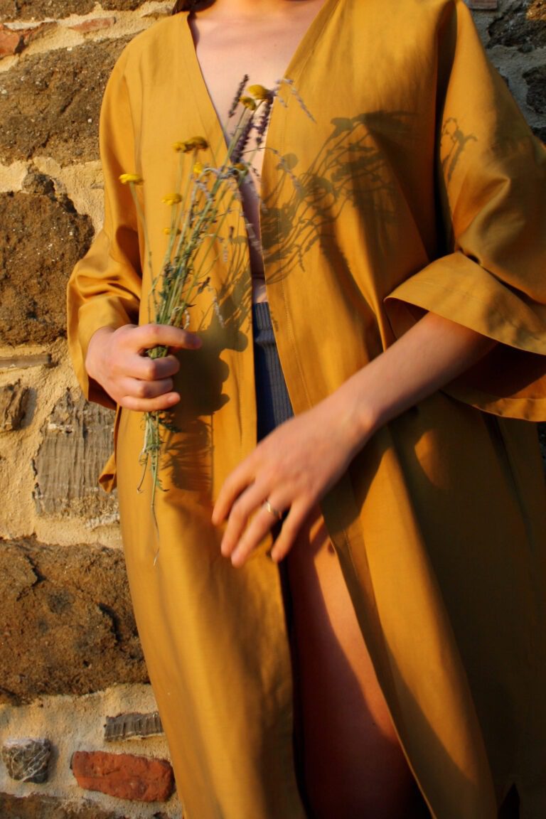 Cotton Satin Kimono Curry sulka studio clothing