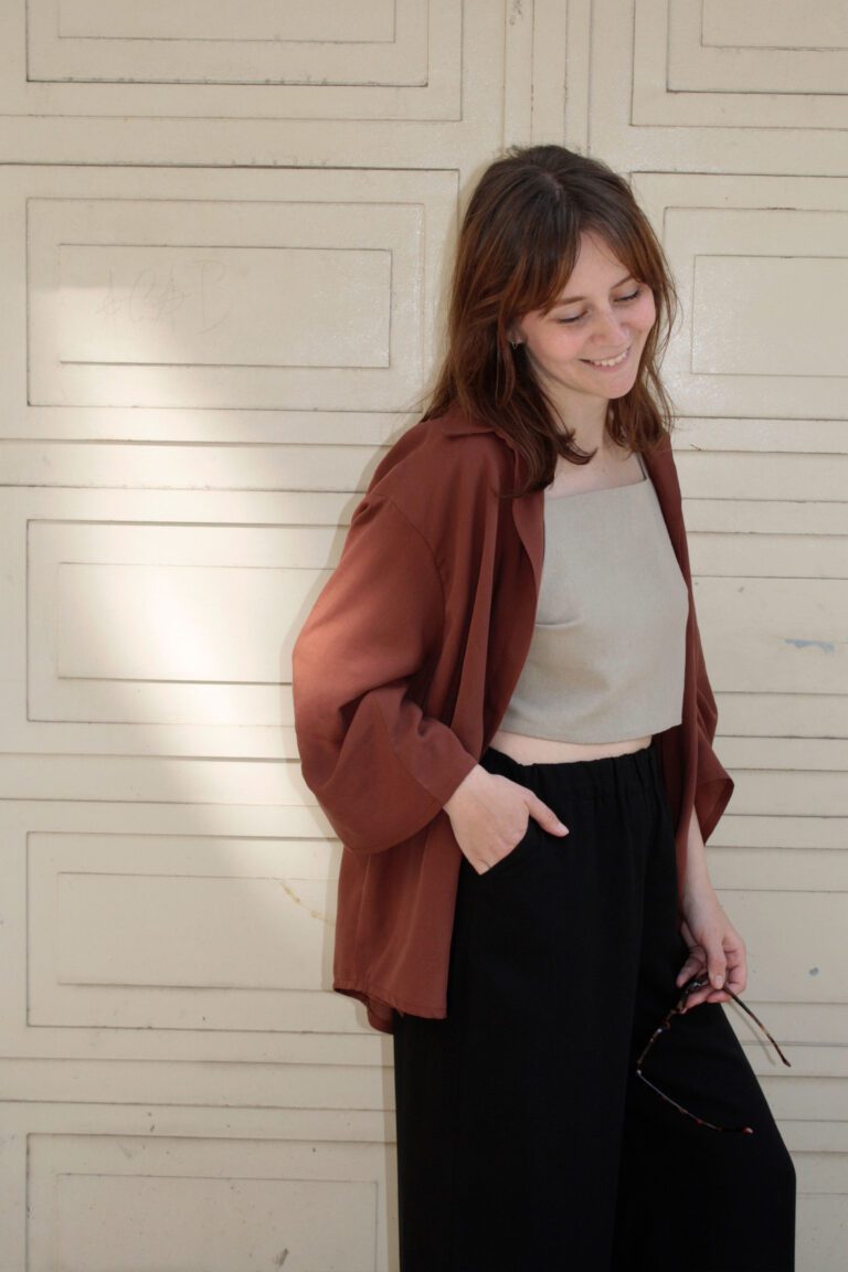 oversized tencel blouse maroon sulka studio made on demand clothing