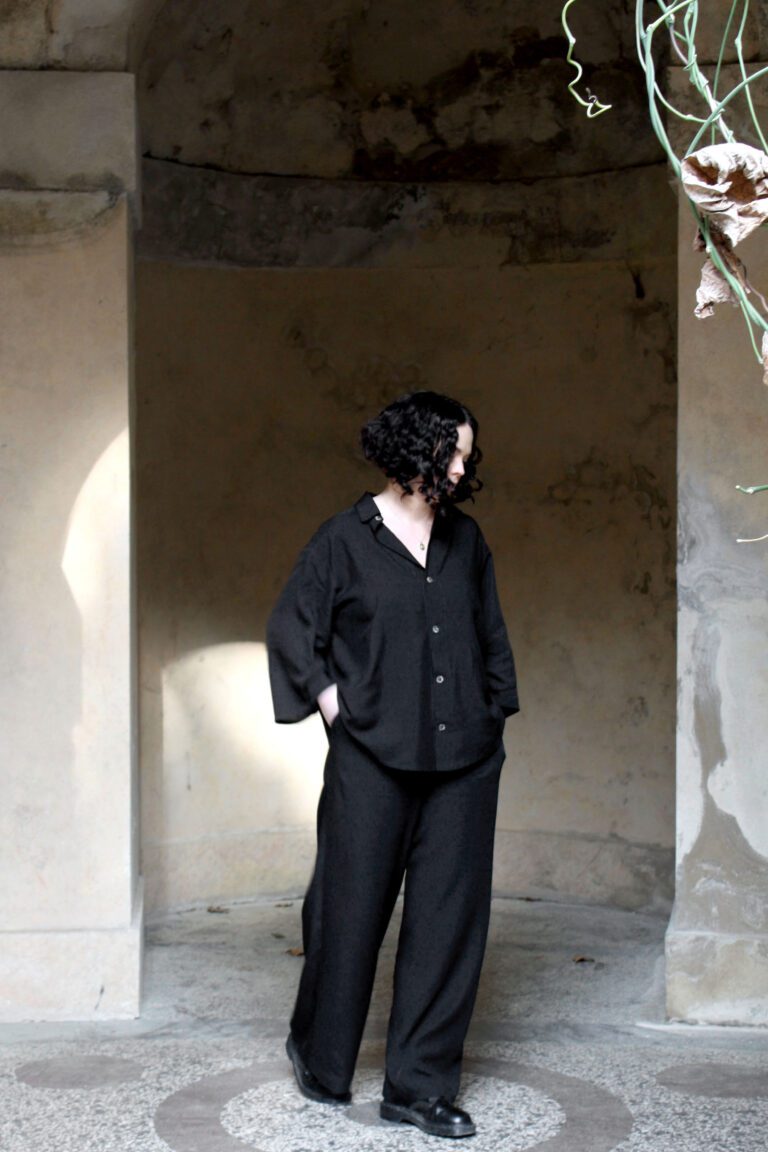 Tencel Pants Black sulka studio made on demand clothing