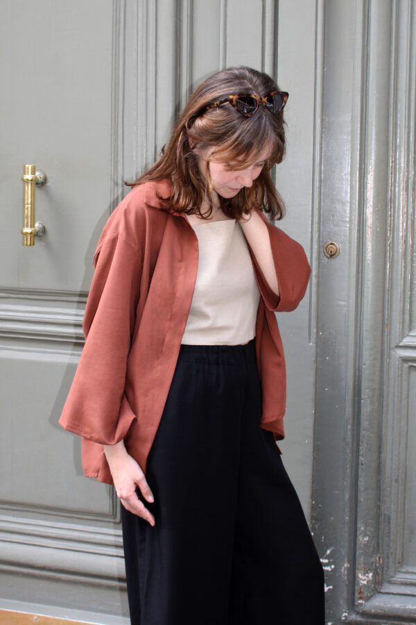 OVERSIZED TENCEL BLOUSE MAROON