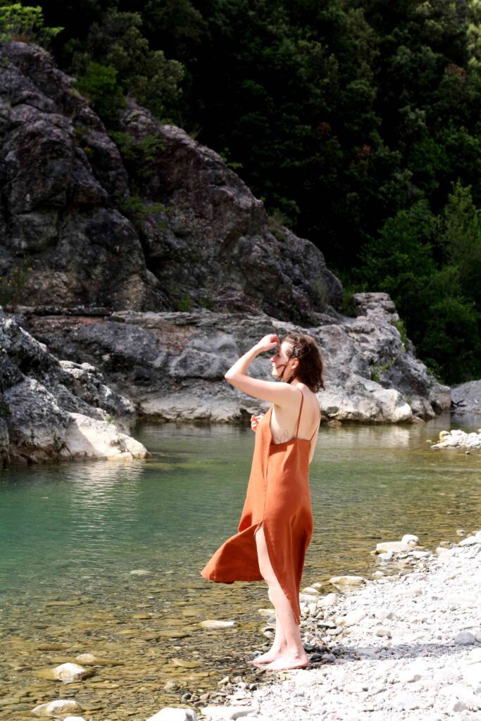 Tencel Dress Rust sulka studio made on demand clothing