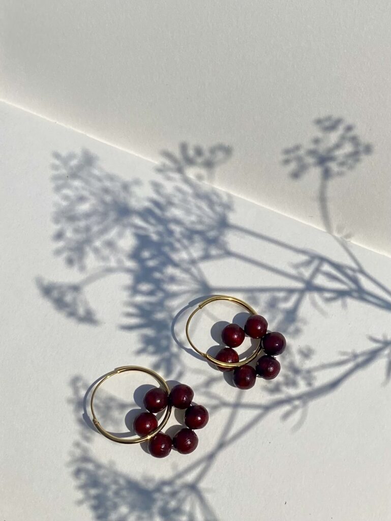 sulka studio dark red wood hoops Jewellery