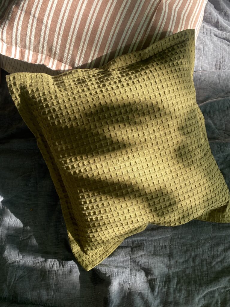 sulka studio pillow case olive green textured organic cotton home collection