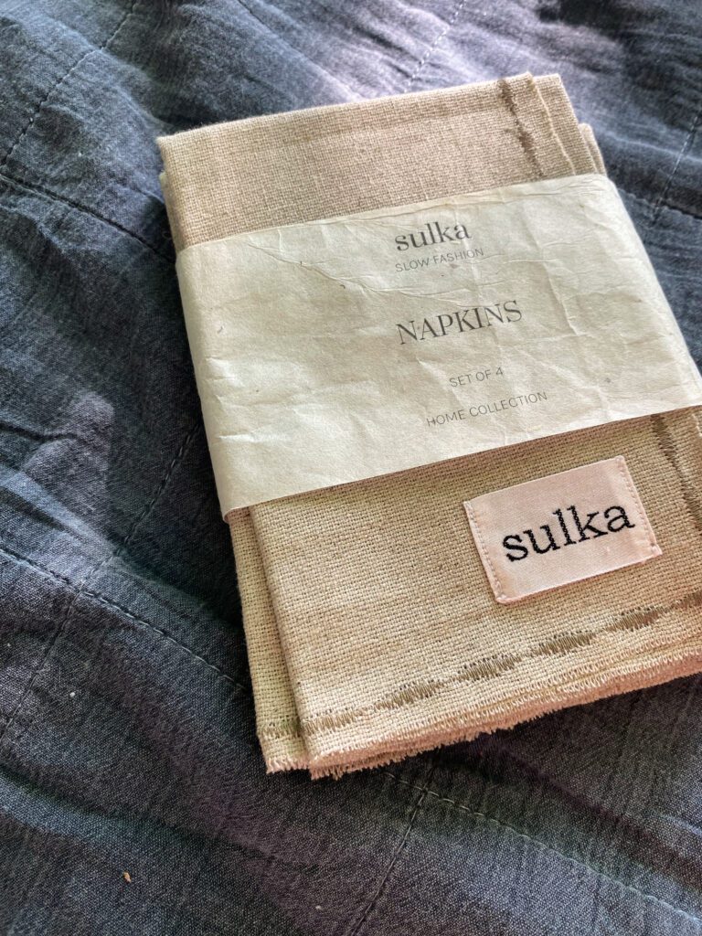 Linen Napkins Brown set of four sulka studio