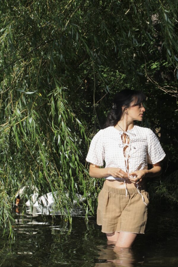 BUTTER YELLOW SEERSUCKER BOW TOP