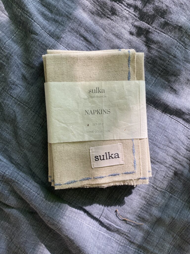 Linen Napkins Blue set of four sulka studio