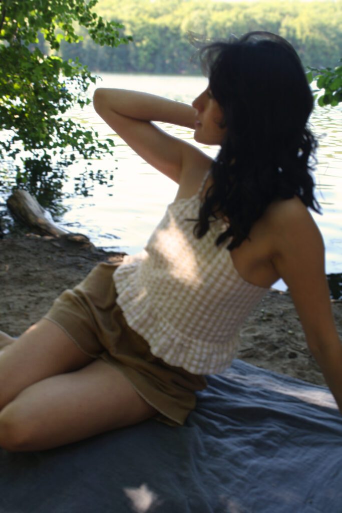 sulka studio butter yellow seersucker top limited edition